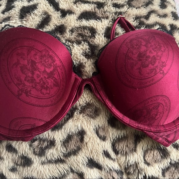 Bombshell Victoria’s Secret Very Sexy Satin + 2 Cups Push-Up bra Wine Medallion - Picture 7 of 8